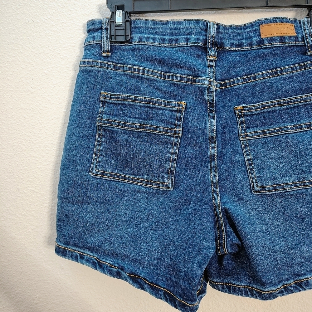 BLEU Women's Blue Denim Shorts Sz 4 Slash Pockets High Rise Stretch - Picture 8 of 9